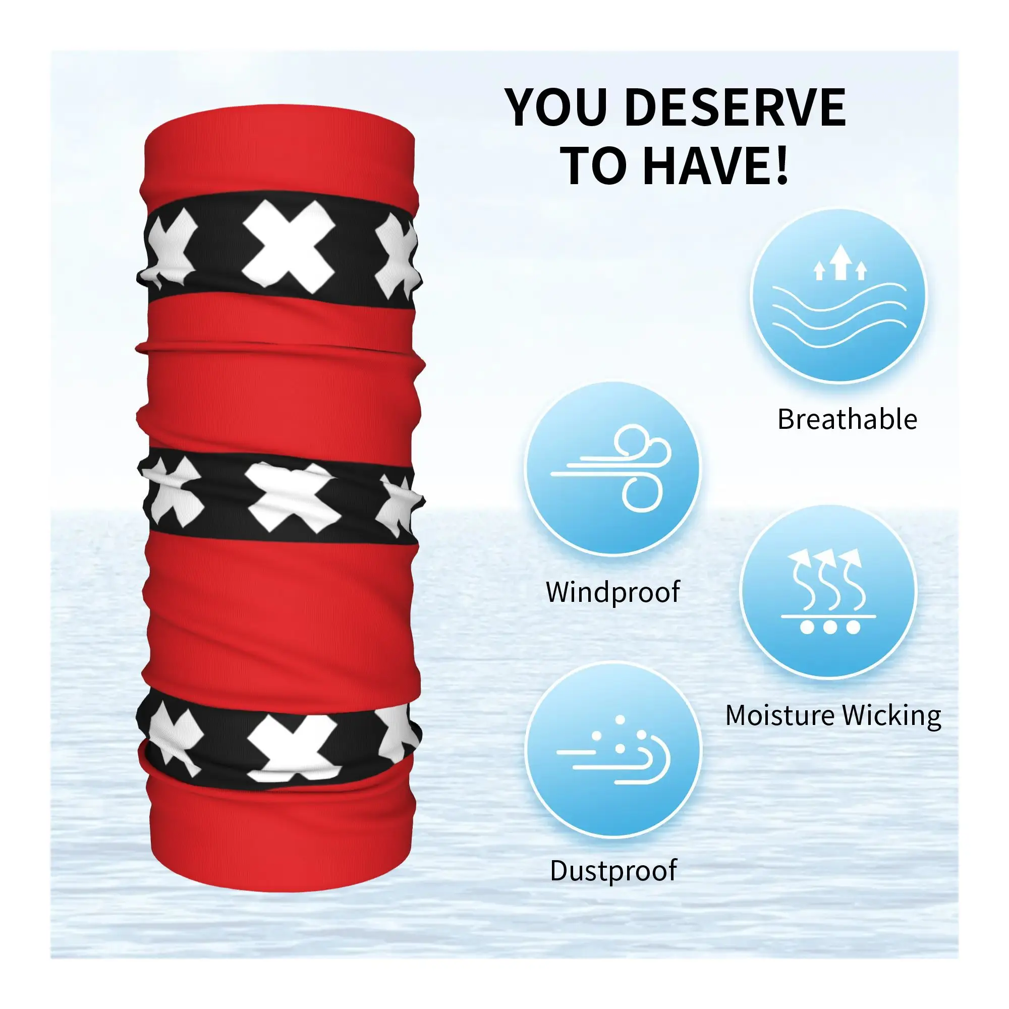 Flaga Amsterdamu Bandana Ochraniacz na szyję Szalik z nadrukiem Wielofunkcyjna maska ​​na twarz Sporty na świeżym powietrzu Uniseks Dorosły Można prać