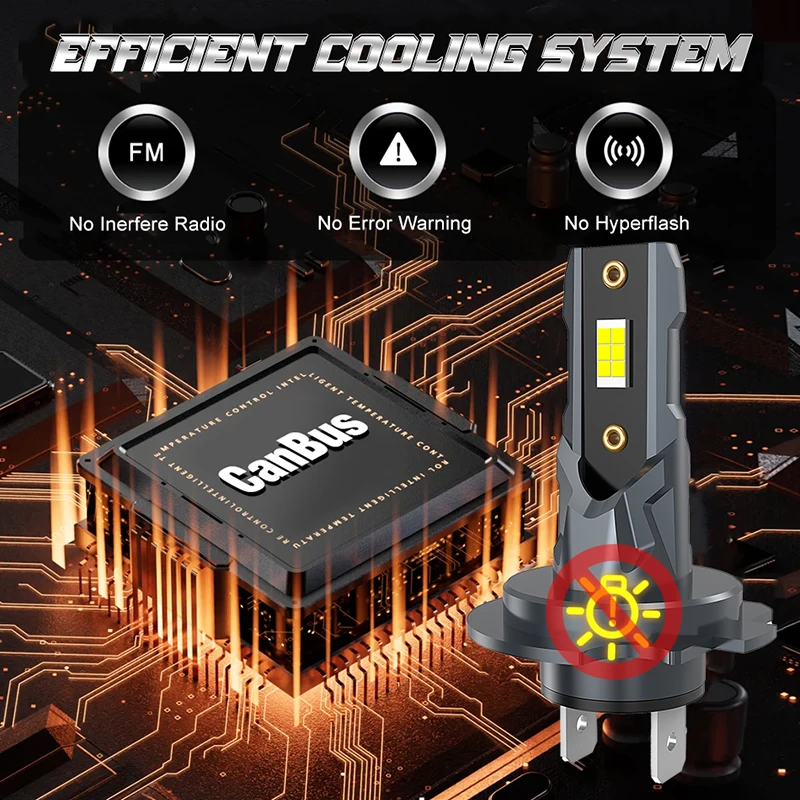 Dualvision H7 LED H18 المصباح لمبة صغيرة لاسلكية 30000LM 6000K CSP كشافات السيارة مصابيح ديود السيارات H7 توربو Led 12 فولت السيارات