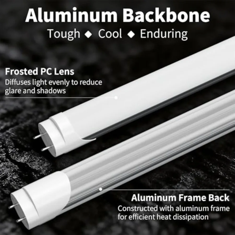 Fluorescent Light Bulbs 48 inch, T8 LED Bulb 4 Feet Type A+B Replacement for F32T8 or F40T Tube, 24W 30LM Daylight, Double or S - view 4