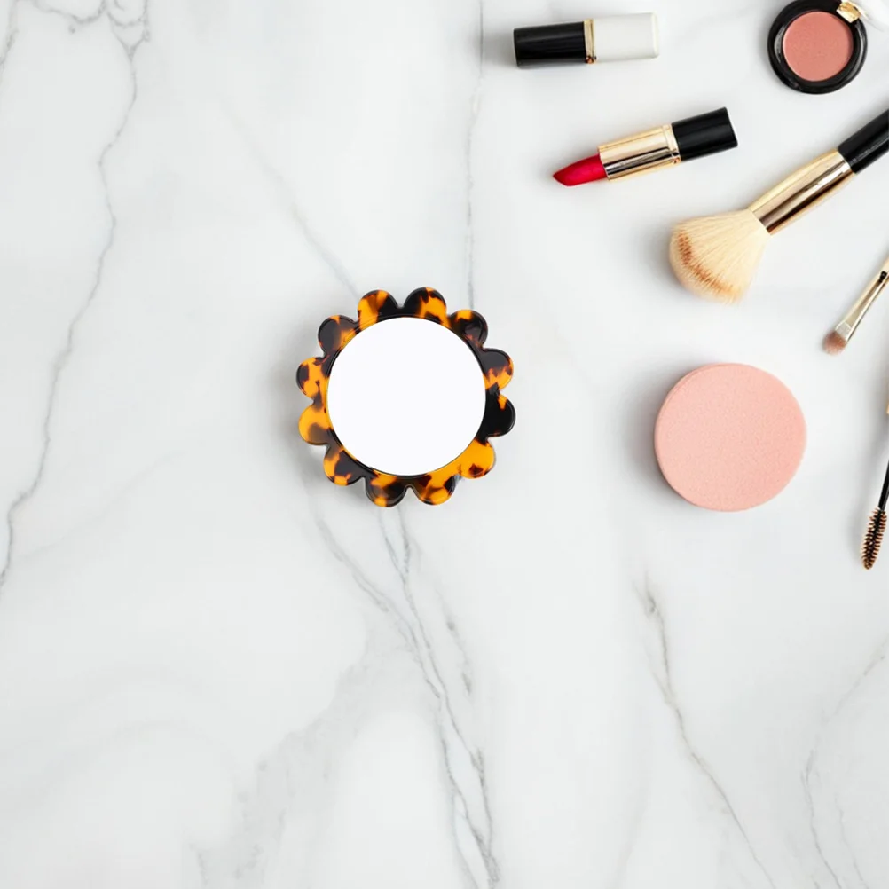 2 個の化粧鏡ヴィンテージポケットレトロ小さな丸い旅行コンパクトハンドヘルド花の形のポータブルミラー女の子のための