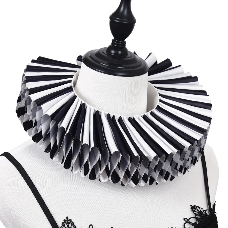 E15F Adjustable Lace Choker Neckpiece With Coordinating Wrist Frills For Circus Performers Halloween Clown Outfits And Parties
