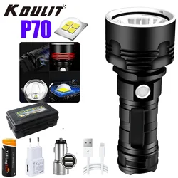 KDULIT-Lanterna LED Poderosa, Lâmpada Tática, Carregamento USB, Lanternas ao ar livre, Lanterna Recarregável, L2 P70, 26650 Bateria