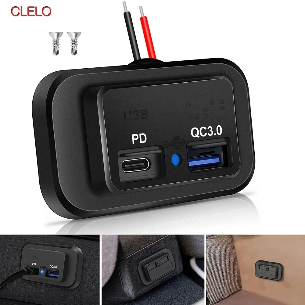 

12V/24V Rv Usb Outlet Dual Quick Charge Pd3.0 Type-C (Usb C) & Qc3.0 Usb-A Waterproof Power Socket Car Charger Adapter for Rv Tr