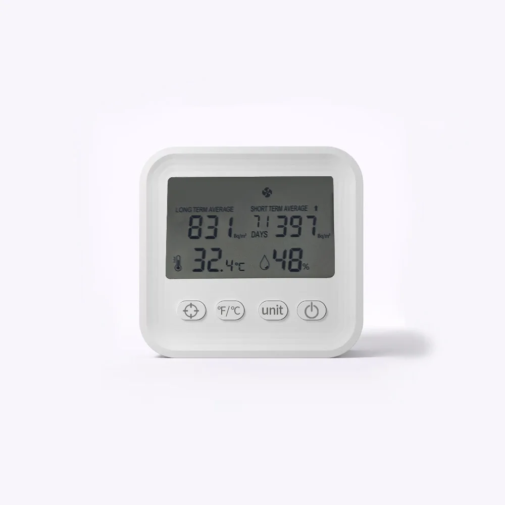 كاشف غاز رادون صغير بتقنية أيونية راديون متوسط طويل المدى/راادون للمفتاح القصير متوسط 2 * بطارية AAA (غير متضمنة)