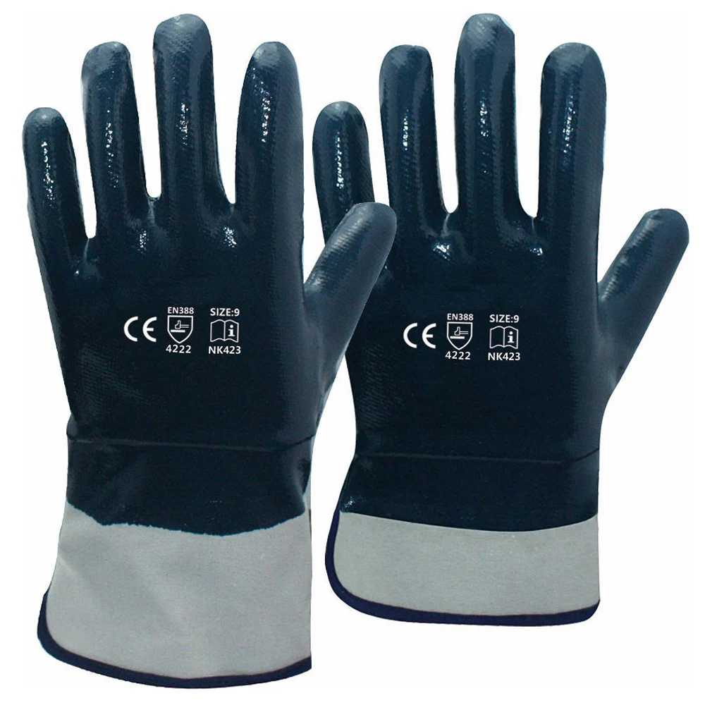 Heavy Duty Nitrile Work Gloves Cotton Jersey Gas Petrol Station Thermal Warm Winter Oil Proof Waterproof Anti Abrasion Safety