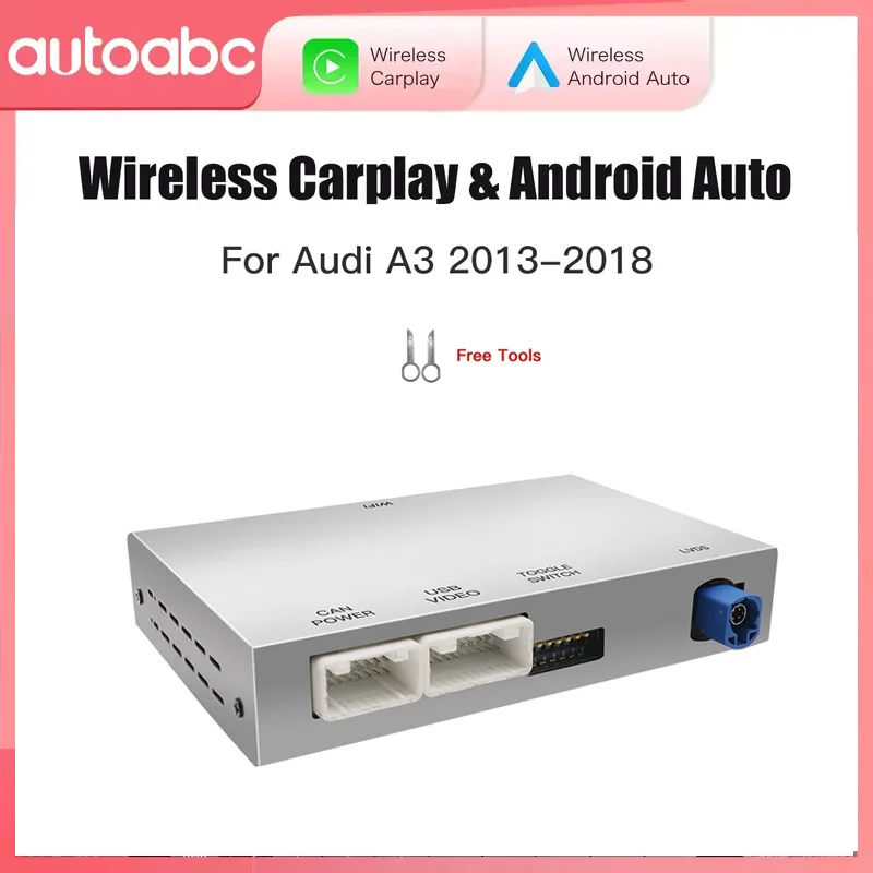 AUTOABC Wireless CarPlay Android Auto Interface for Audi A3 8V A4 B9 A5 Q2 Q5L AirPlay Mirror Link multi-media reversing camera