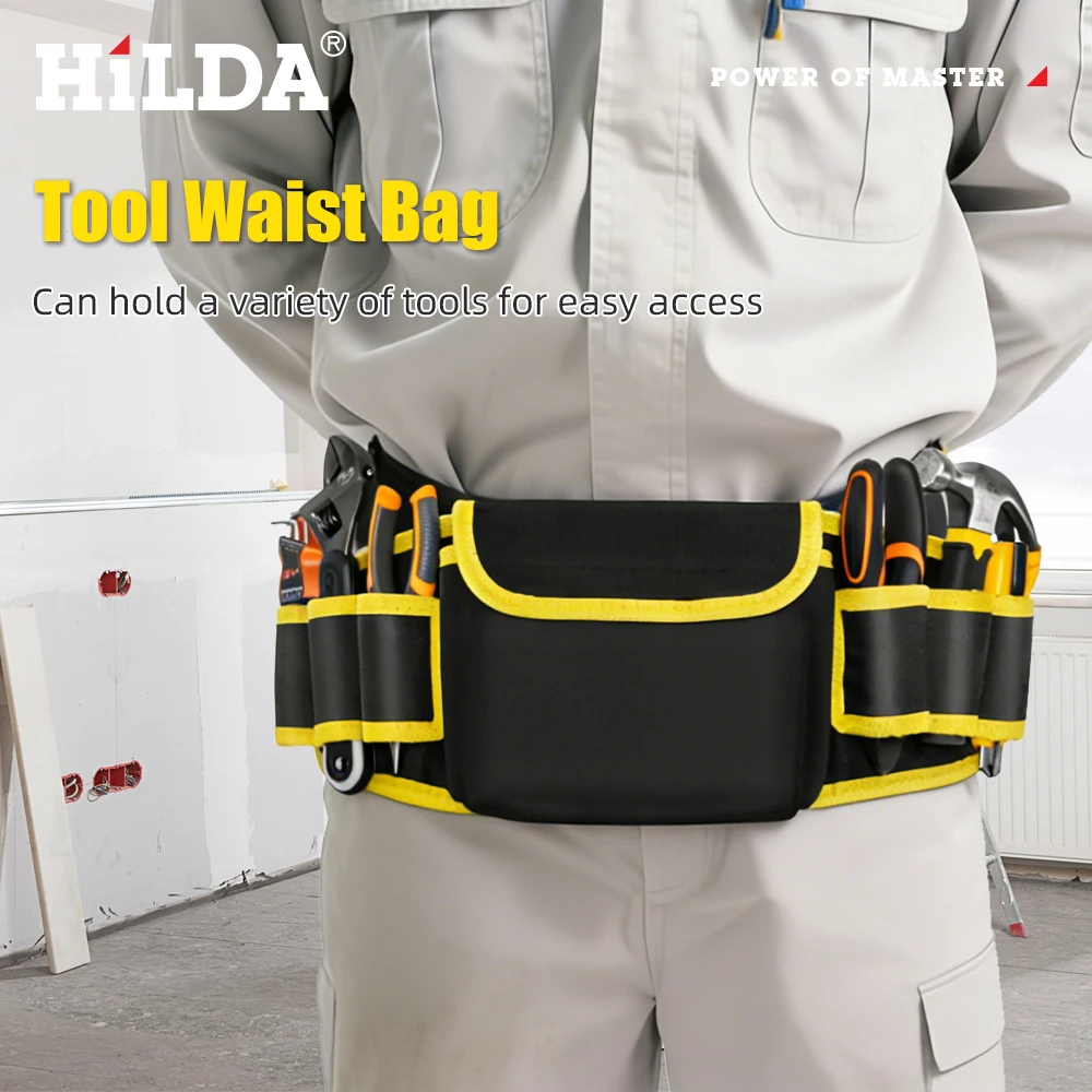 HILDA Heavy Duty Tool Belt Bag Anti-Scratch Waterproof Tool Pouch with Adjustable Buckle Portable Tool Waist Pack Outdoor Work
