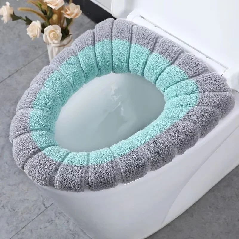 1pcs Thicker Bathroom Toilet Seat Cover Pads Soft Comfortable Toilet Seat Cushion Cover Stretchable Toilet Seat Warmer Easy Inst