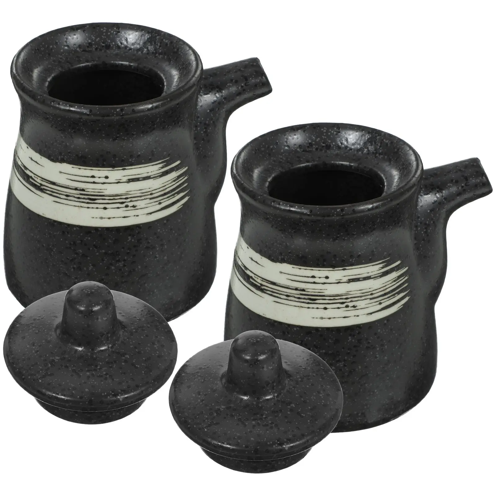

2 Pcs Soy Sauce Vinegar Bottle Container Organic Oil Household White Dispenser Ceramic Containers Ceramics