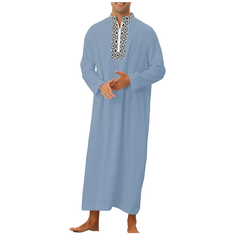 Robe musulmane droite confortable pour hommes avec fermeture à glissière, pull régulier tout match, vêtements décontractés pour la maison, la fête en plein air, 03