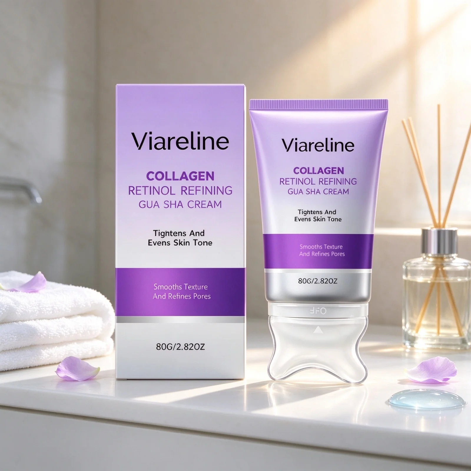 Viareline Collagen Retinol Refining Gua Sha Cream Anti-Wrinkle Instant Face Lift Sculpting Skin Tightening Firming Neck Cream