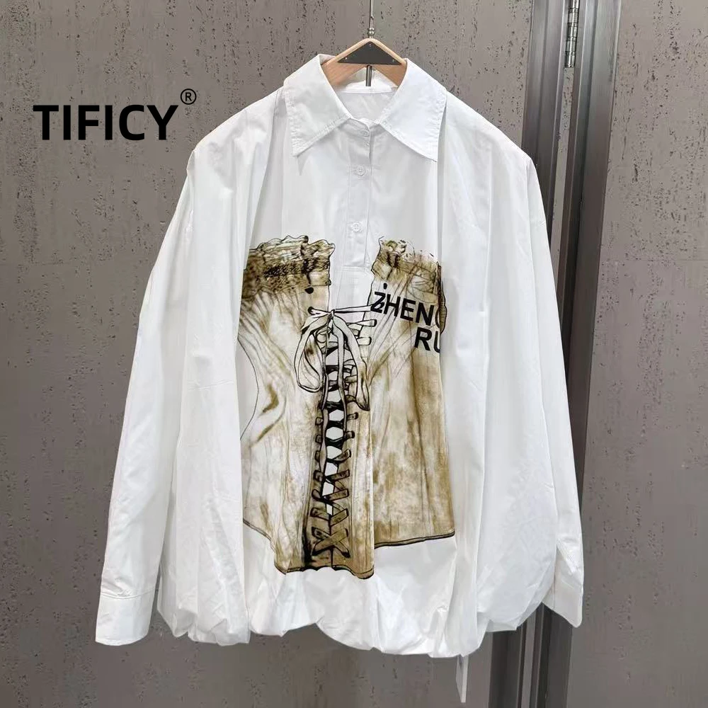 High Quality Shirts Women's Spring and Summer High Street Wind Hidden Pattern Printed Foam Gauze Loose Casual Fit Shirt Tops