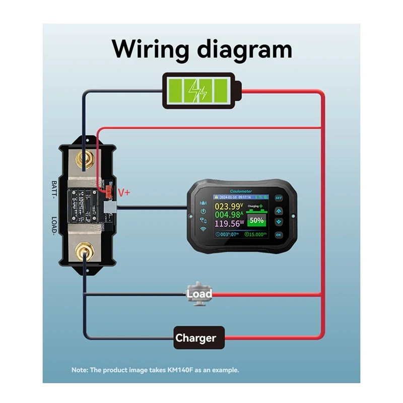 KM110F Coulomb Meter With WIFI Highprecision Bidirectional Current Detection Displays Battery Voltage Power For RV & EV