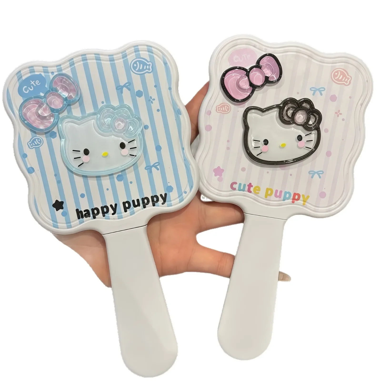 Hello Kitty Handle Mirror Cartoon Kt Cat Originality Mirror Comb Integrated Makeup Mirro Fashion Portable Makeup Mirror Gifts - view 6