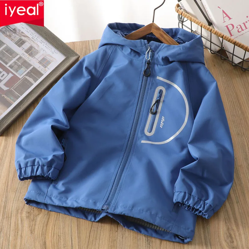 

IYEAL Boys And Girls Hooded Windproof Jacket Children's Jacket 2025 Autumn New Warm Fleece Thick Jacket