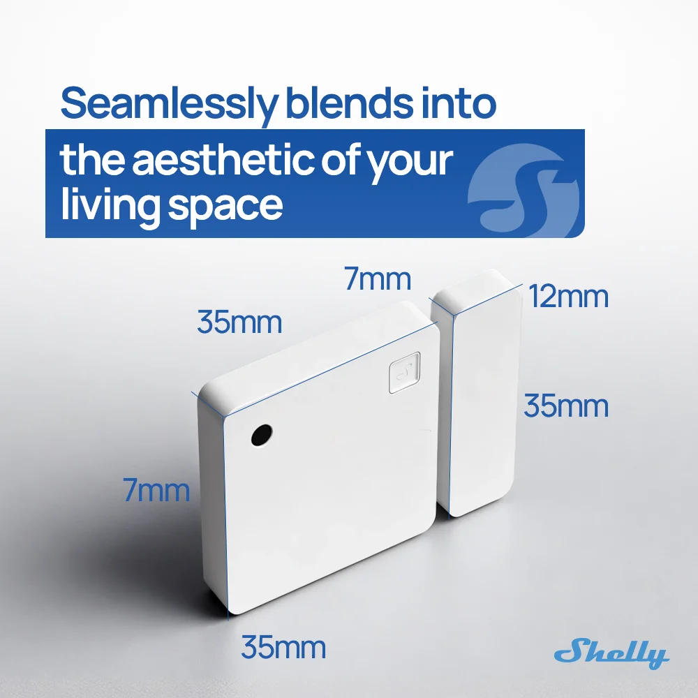 Shelly BLU Door/Window ZB Smart Mini Door Sensor Zigbee Entry Sensor Security Burglar Sensor Alarm Smart Life Alexa Google Home