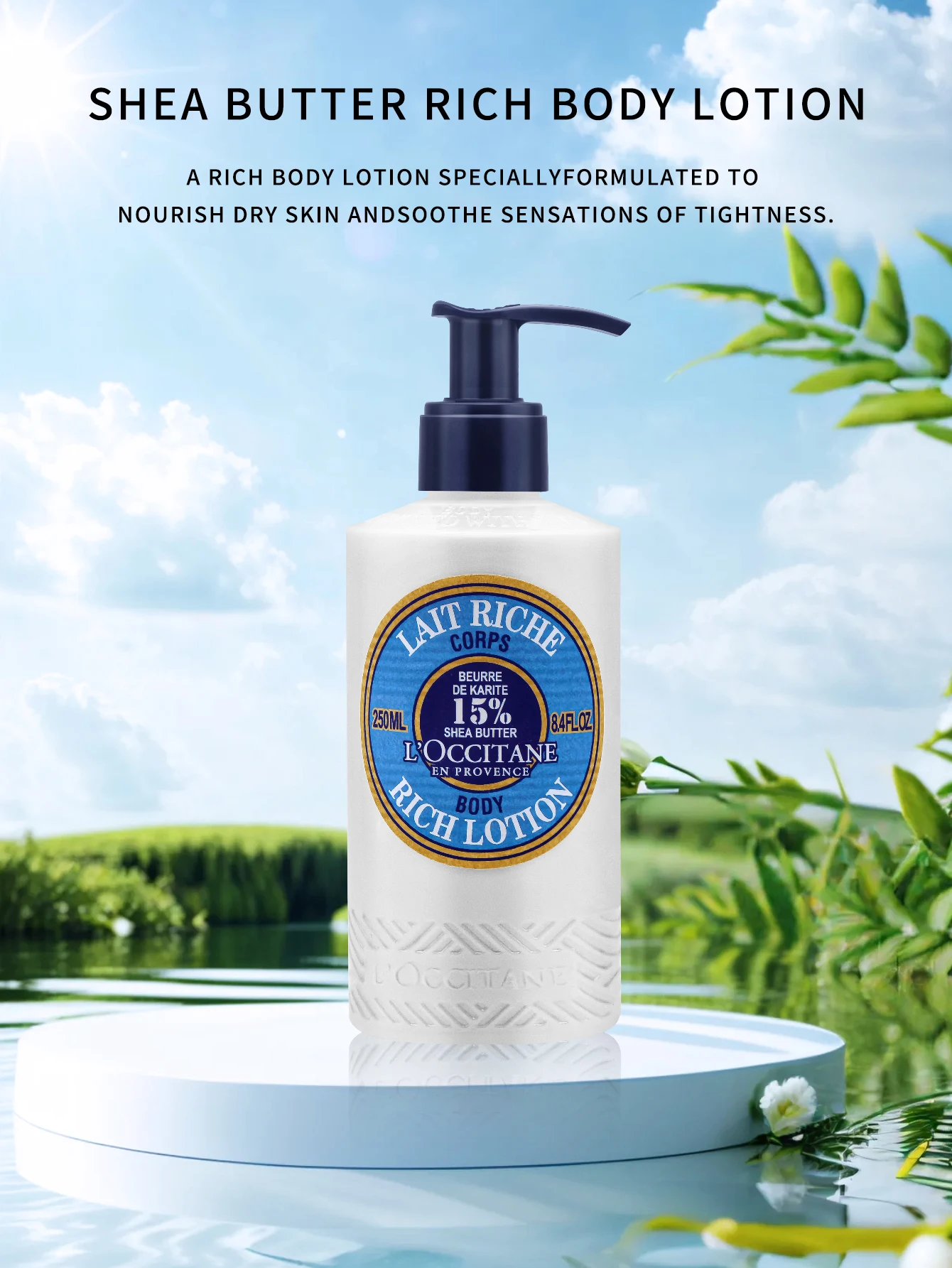 L\'Occitane en Provence Moisturizing Shea Butter Body Rich Lotion: Nourish and Comfort, Protect From Dryness