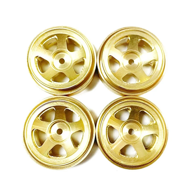 4PCS Brass Beadlock Wheel Rims And Tire Set For 1/18 Scale FMS Toyota Fj Cruiser Land Cruiser RC Car Upgrades Parts