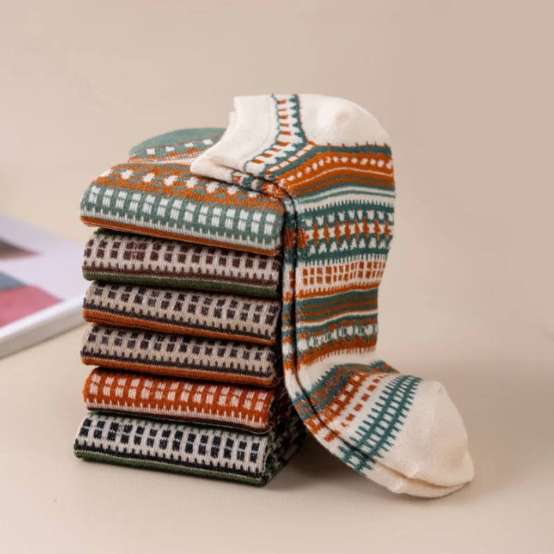 New Socks, Short Socks, Warm Coarse Knitted Boat Socks, Men's and Women's Japanese Harajuku Trendy Socks, Retro Breathable