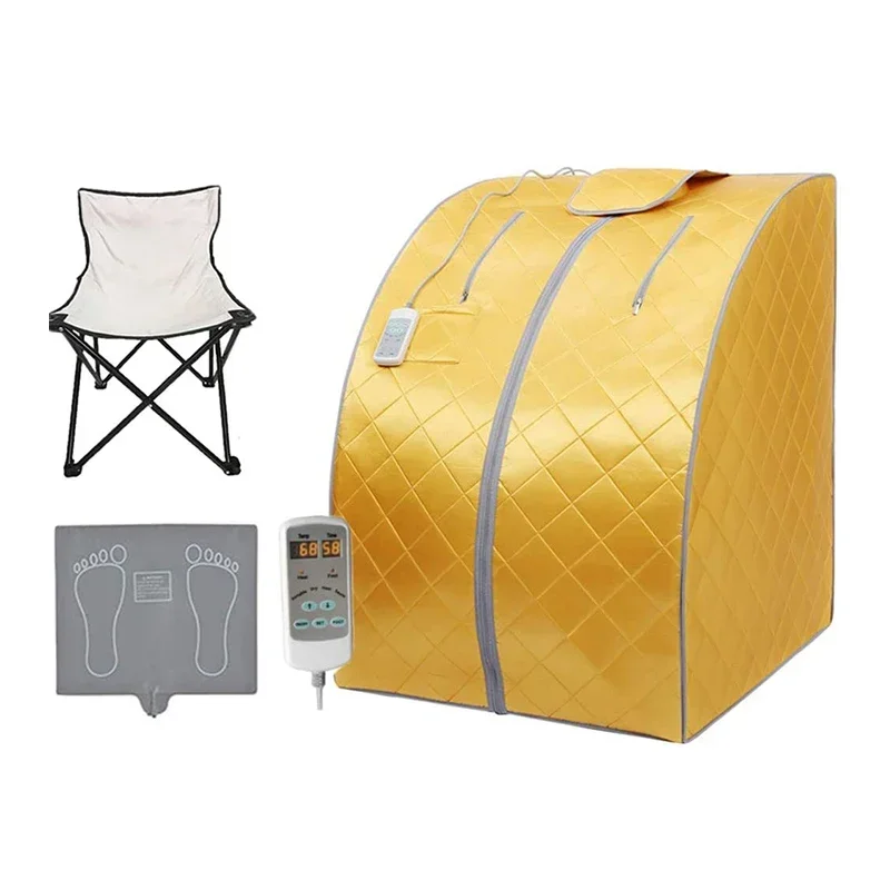 Oversize Portable Far Infrared Sauna, One Person Home Spa Box for Detox Therapy, Relaxation Better Sleep, with Heating Foot Pad