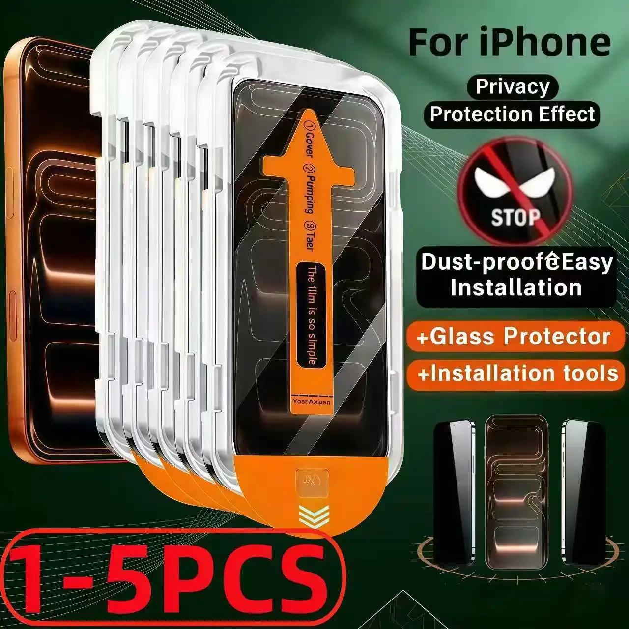 1-5PCS easy to install tempered glass, suitable for iPhone17
