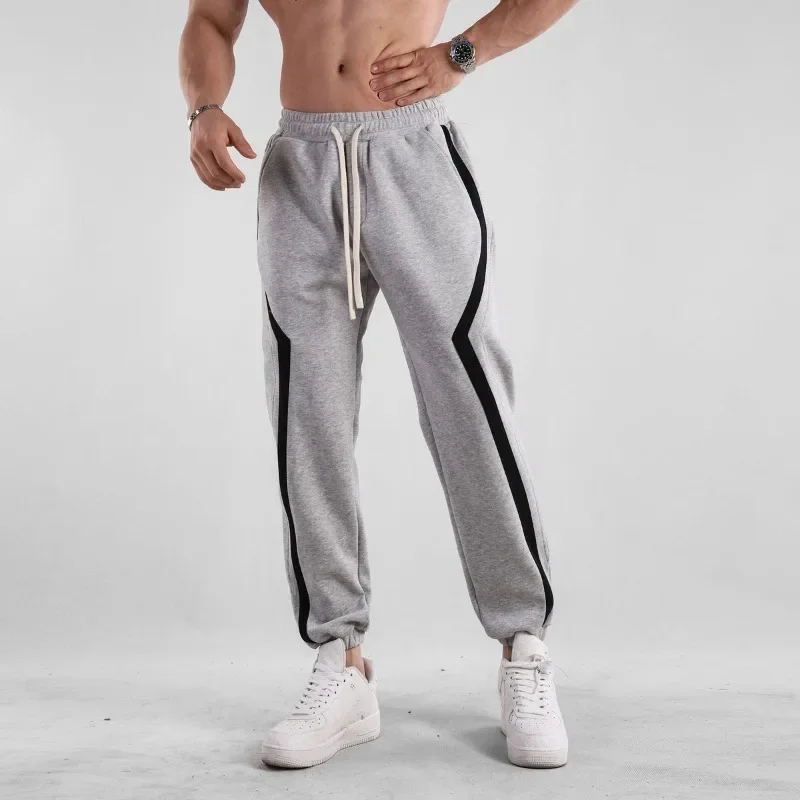 Sweatpants for Men Trousers Skinny Harem Slim Striped Autumn and Winter Tights Korean Popular Clothes Flated Man Sports Pants