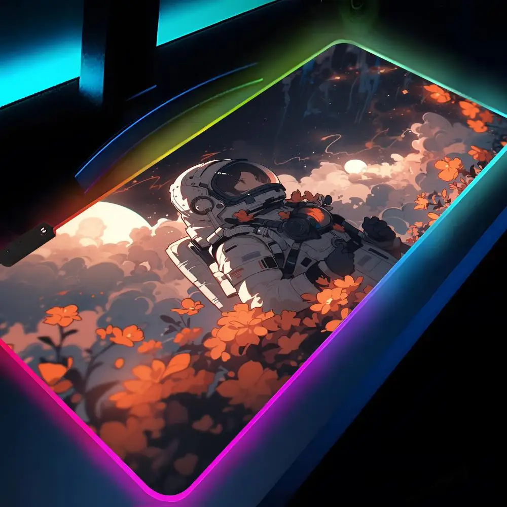Astronaut Printing Mouse Pad Rgb Xxl Laptop Mat Gaming Mousepad Backlit Keyboard Gamer Girl Table Pads Desk