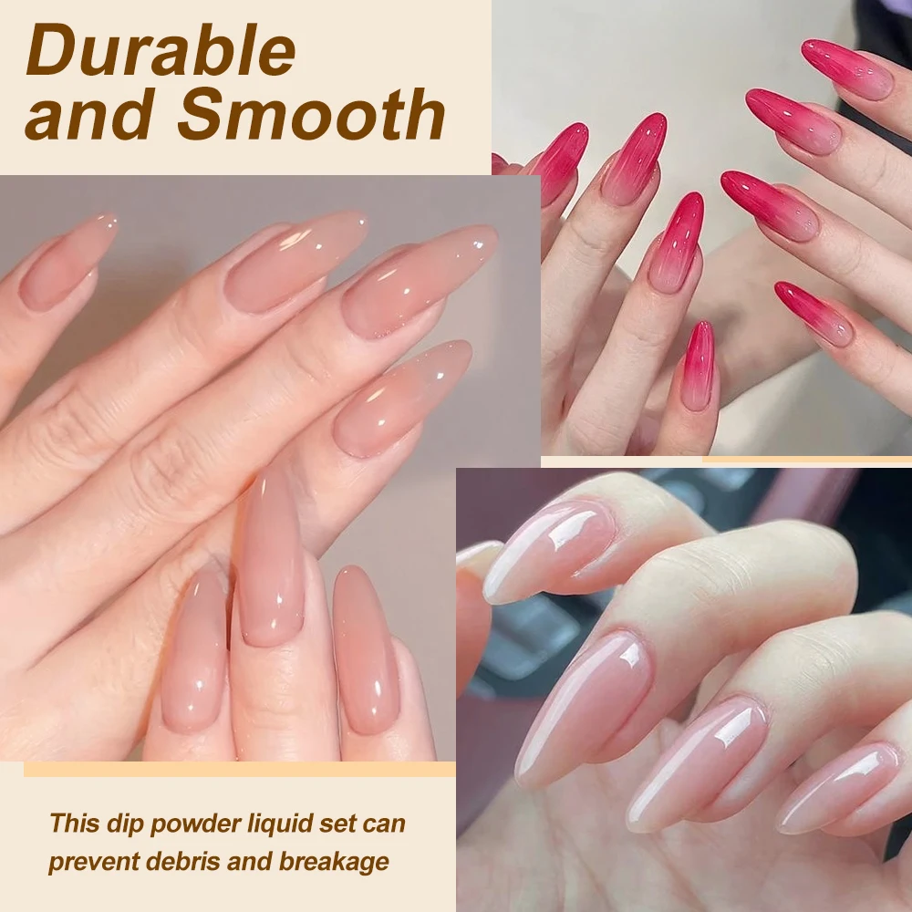 Juego de sistema de inmersión en polvo para uñas, capa Base líquida, tapa de Gel, activador, protector de cepillo, extensión de esmalte de Gel para manicura sin curación, 4x10ML