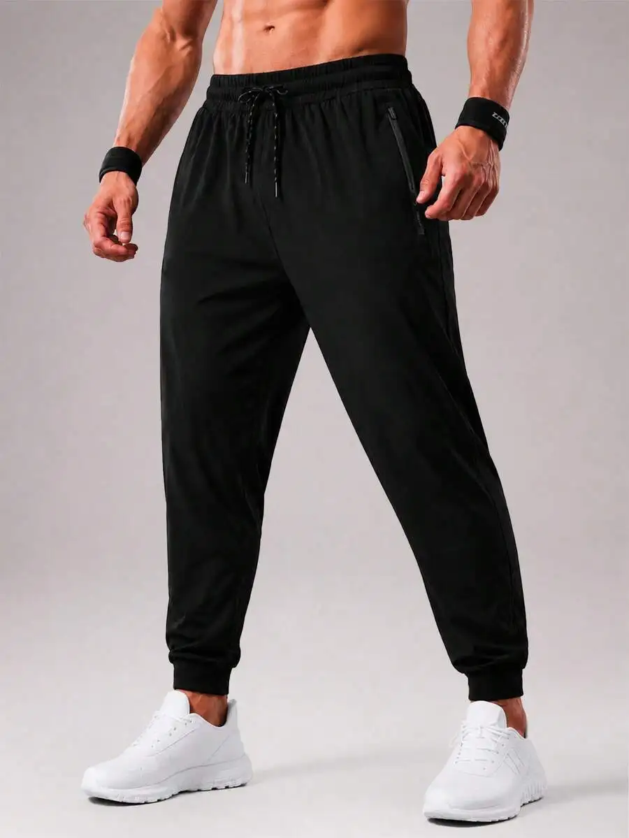 CZRLHYT Men's Solid Color Loose Outdoor Jogging Pants, With Zipper Pockets, All-Season Wear, Suitable For Daily Use