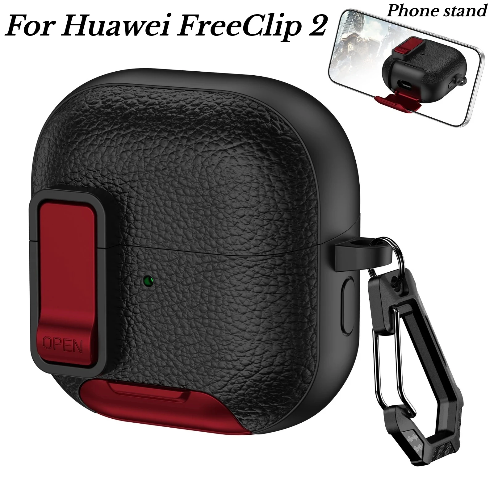 Capa Protetora Antichoque com Suporte para Celular para Huawei FreeClip 2 - Gancho para Fones de Ouvido Bluetooth Huawei Free Clip 2