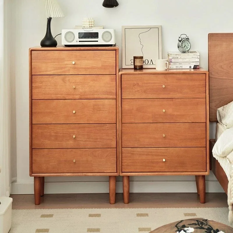 All solid wood bucket cabinet cherry color living room side cabinet household storage cabinet