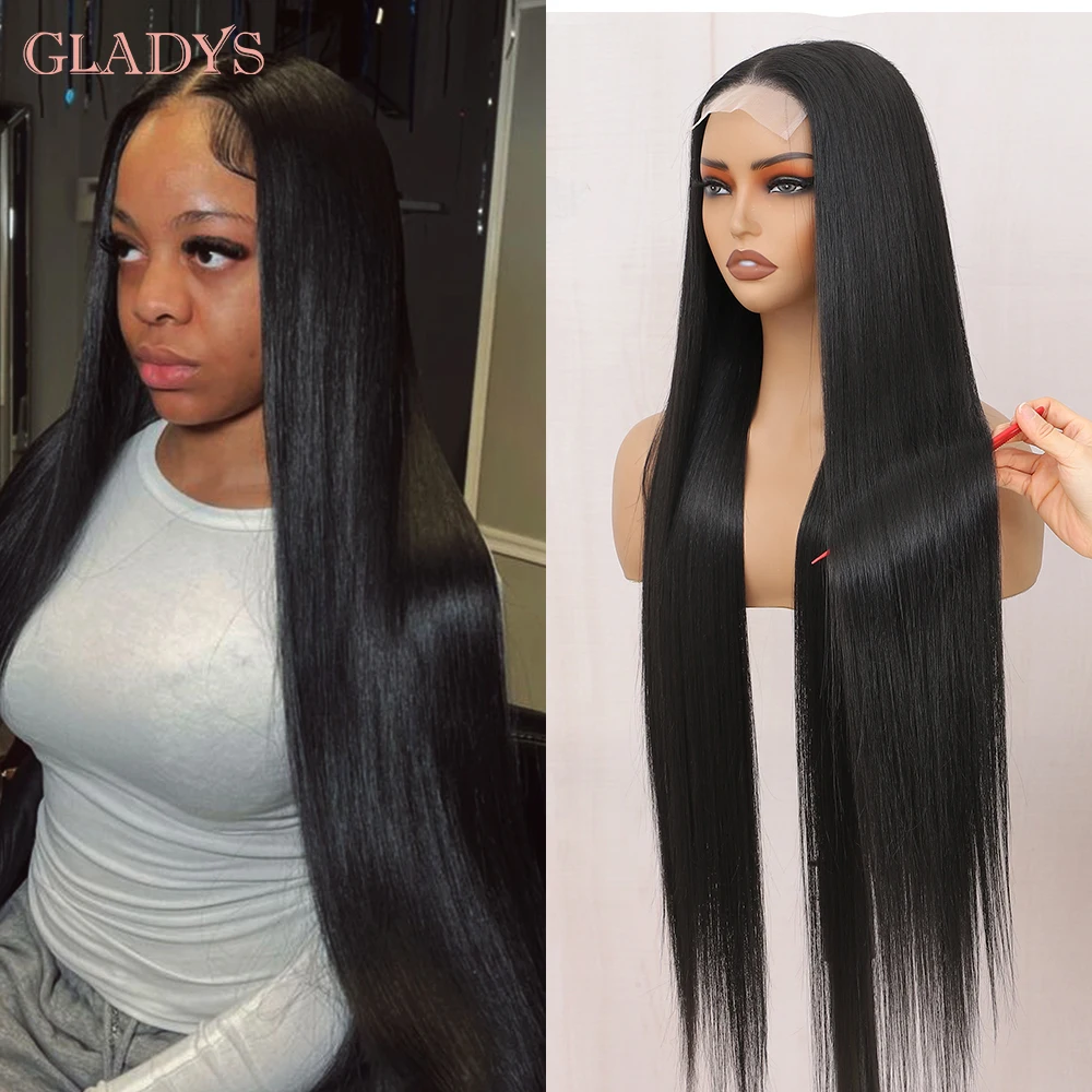 

36 inch Synthetic Straight Lace Front Wigs For Women Highlight Honey Brown Soft Wig Ombre Blonde 4*4 Lace Closure Cosplay Wig