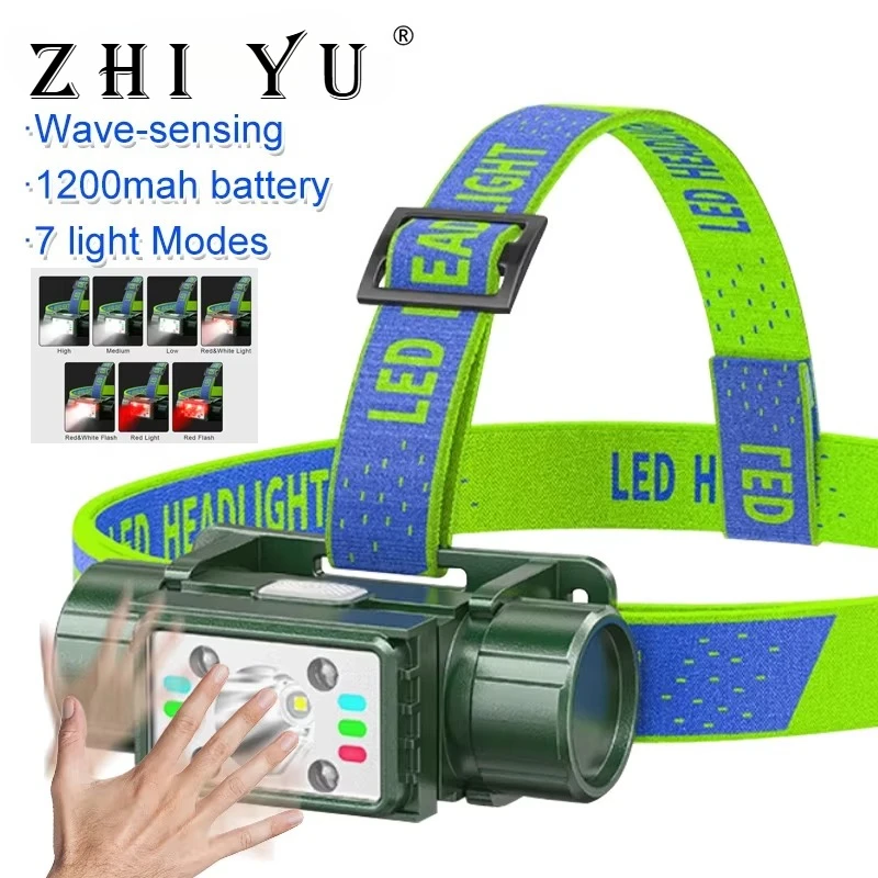 

New LED Induction Headlamp Built-in Battery USB Rechargeable Head Flashlight Search Light for Outdoor Camping Fishing Headlight