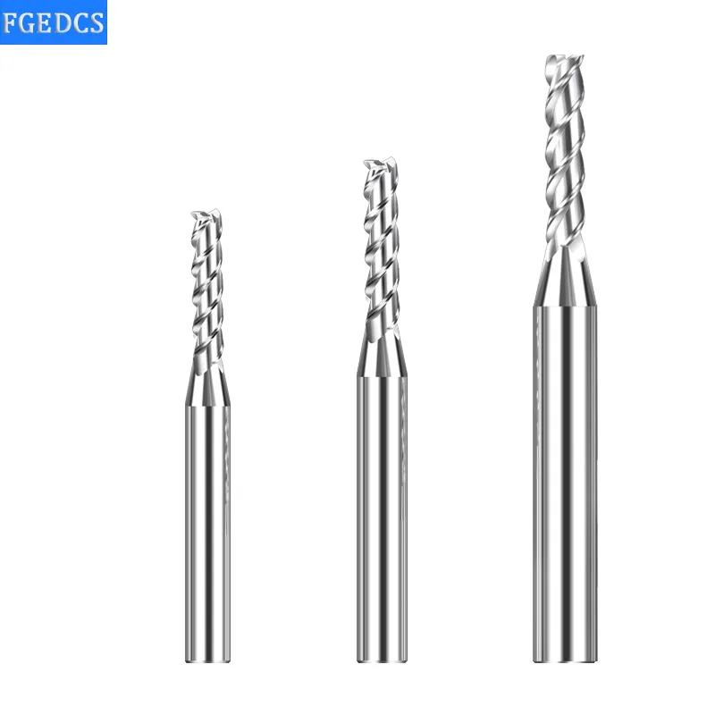 End Mill Aluminum Milling Cutter Edge Lengthened 3 Flute Metal Cutters 0.3 0.4 0.5 0.6mm 1.2 1.4 1.8mm  0.8mm CNC Tools Carbide