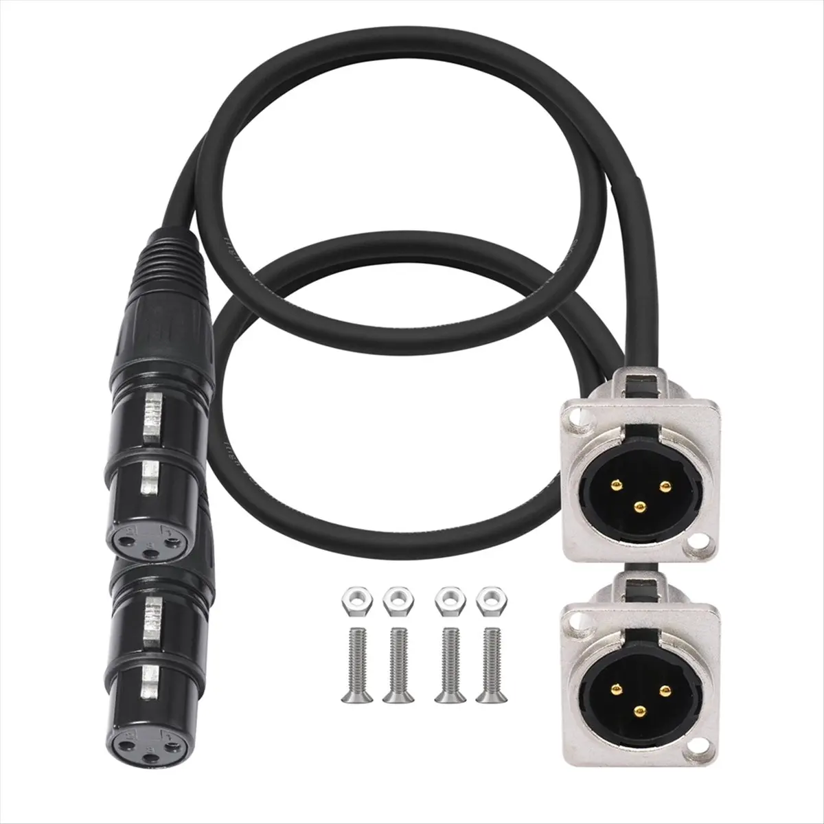 ABIU 2 Pack XLR Pass Through Cable,Stage Box 3 Pin D-Type XLR Female to Male for Patch Panel, Floor Box