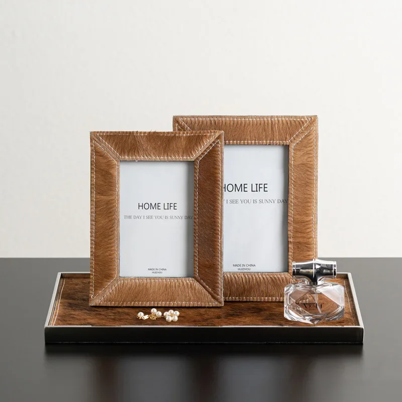 Handmade Plush Photo Frame Simulated Fur Stitching Photo Holder Flocking Acrylic Picture Frame Wall Frames Poster Frames