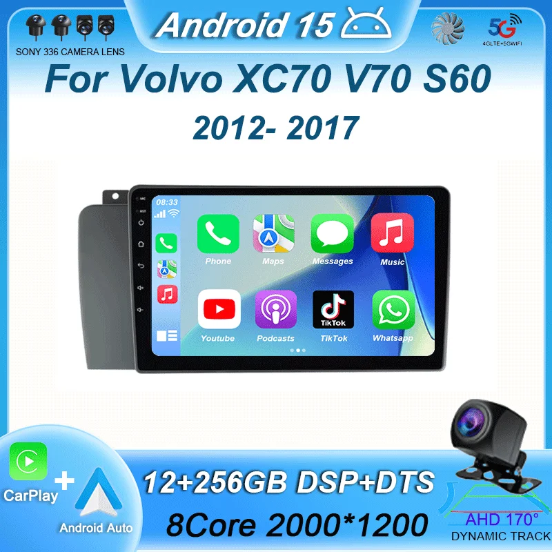 

Android 15 Carplay Car Radio For Volvo XC70 V70 S60 2004 2005 2006 2007 2008 2009 Multimedia Video Player GPS 4G DSP Stereo 2din