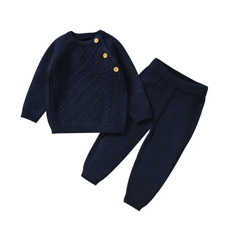 Set di vestiti per neonato invernale autunno Navy girocollo maglioni lavorati a maglia a maniche lunghe pullover + pantaloni tuta sportiva per tute