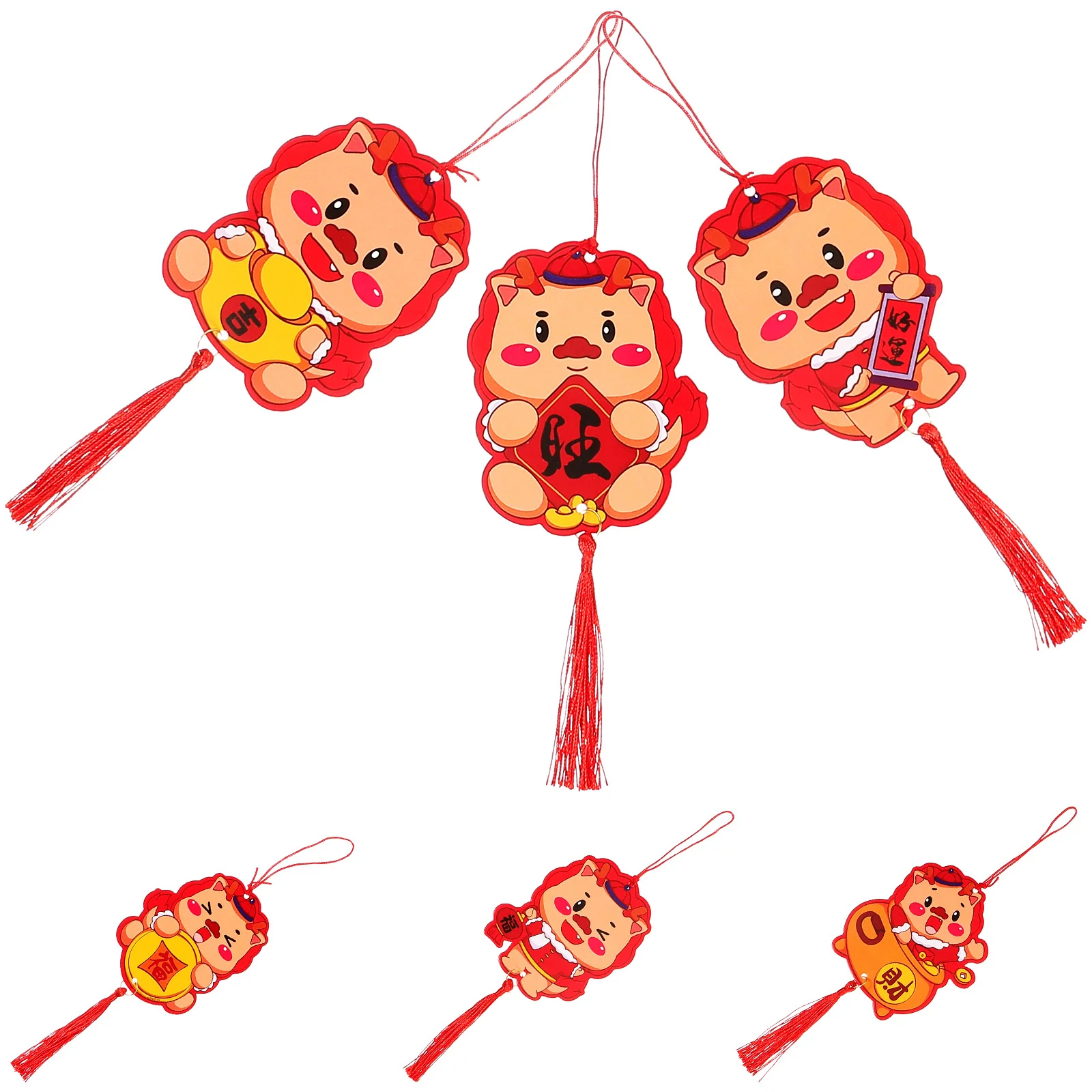 6 шт., новогодний подвесной декор, подвеска в китайском стиле, праздничные принадлежности, весенние праздничные украшения, настенное внутреннее украшение для дома