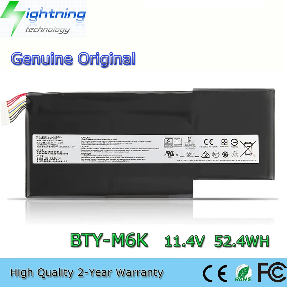 Brandnew Genuíno Original Bty-m6k 11.4v 52.4wh Bateria do Portátil para Msi Gf65 Fino 9sd 9se 9sex 9sexr 10sdr 10se Gs73vr