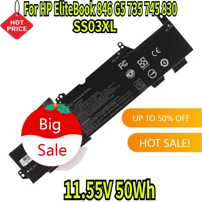 

11.55V 50Wh SS03XL for ZBook 14U Laptop Battery For HP EliteBook 846 G5 735 745 830 840 G6 HSN-I12C HSN-I13C HSN-I16C HSN-I17C