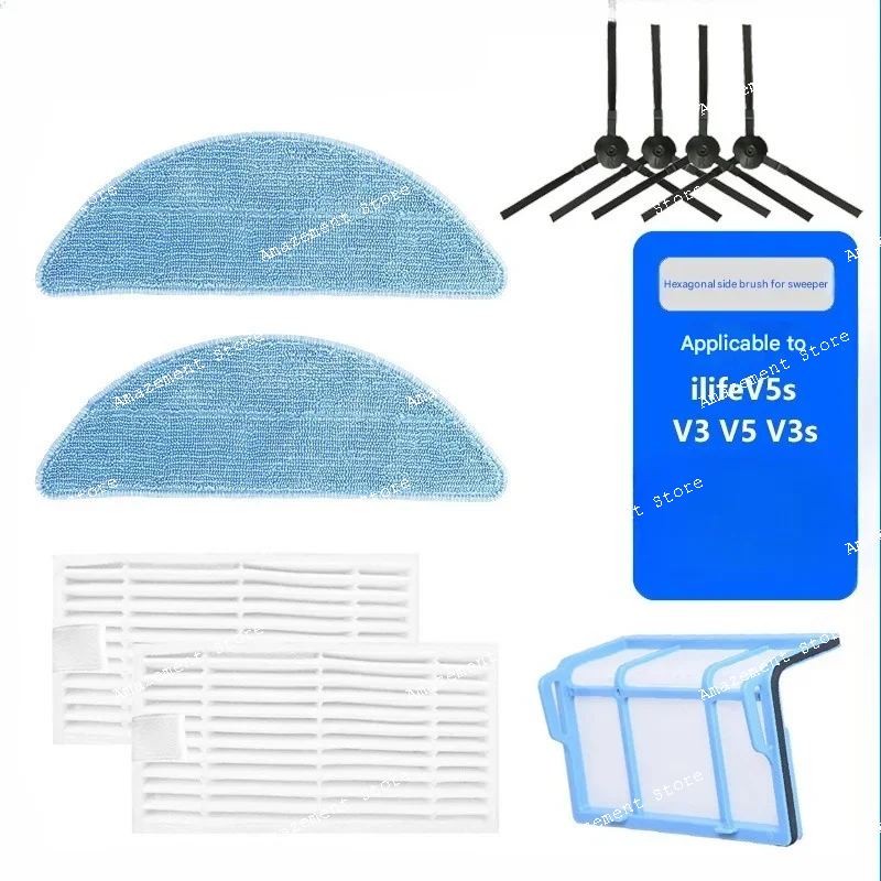 

suitable for ilife v3v5x5v5s robotic vacuum cleaner accessories, haipa replacement cloth edge brush filter screen