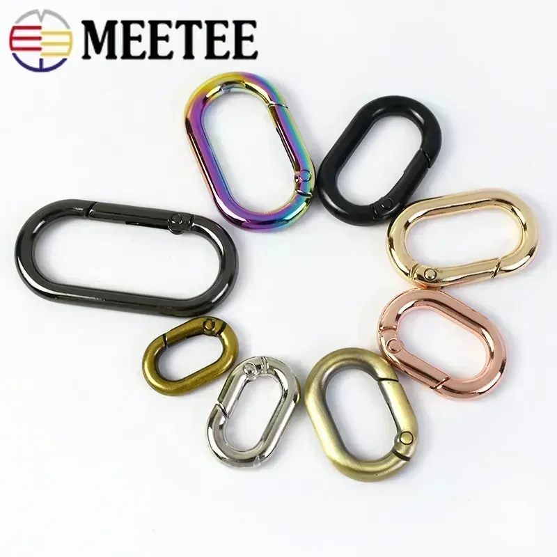 2/5Pcs Meetee 13-40mm Metal Spring Buckles O Rings Keychain Bag Strap Connection Clasps Carabiner Clip Hook DIY Accessories