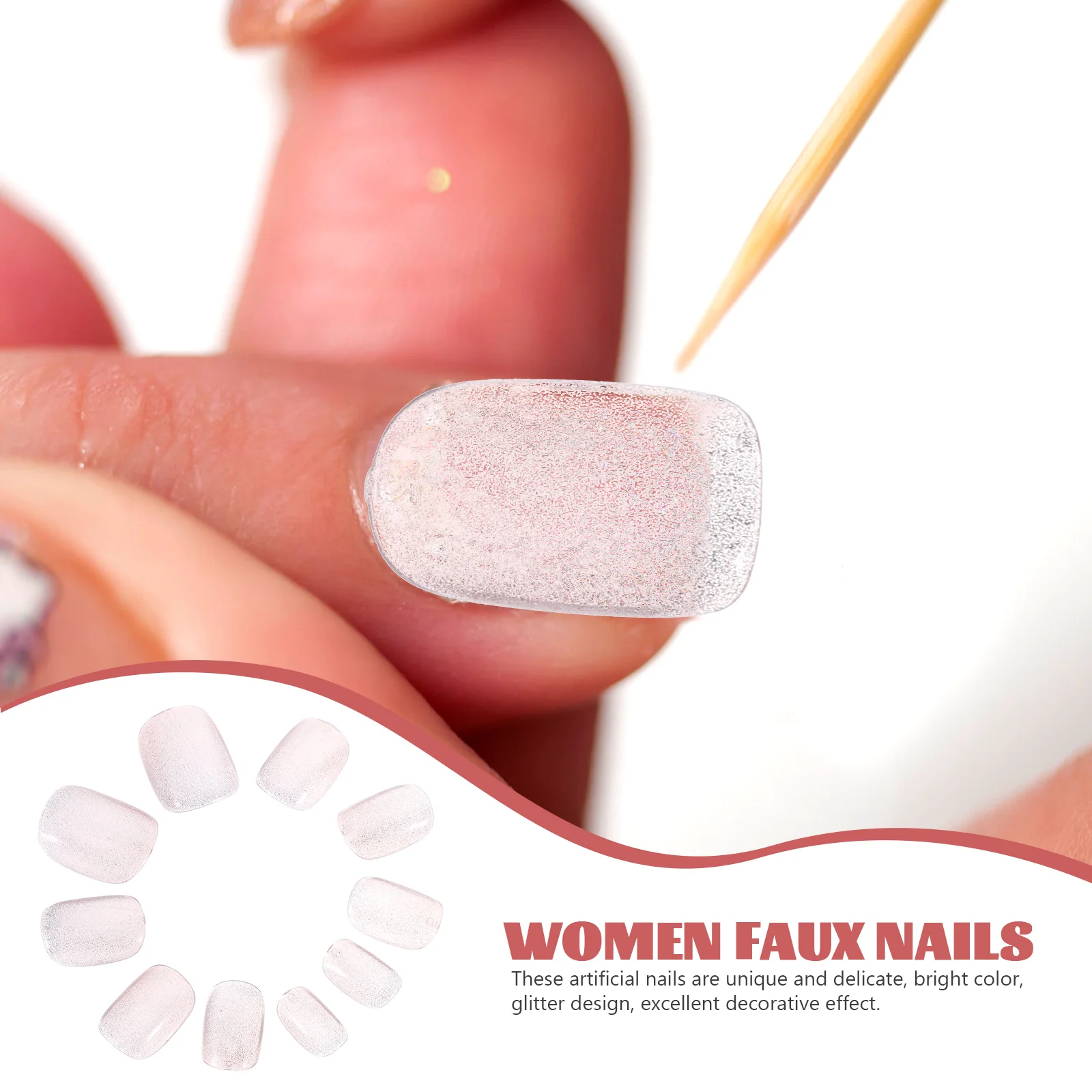

24 pcs Fake Nails Press On Nails Glitter Design Artificial Nail Tips For Women Faux Manicure Supplies False Nail Kits Wedding