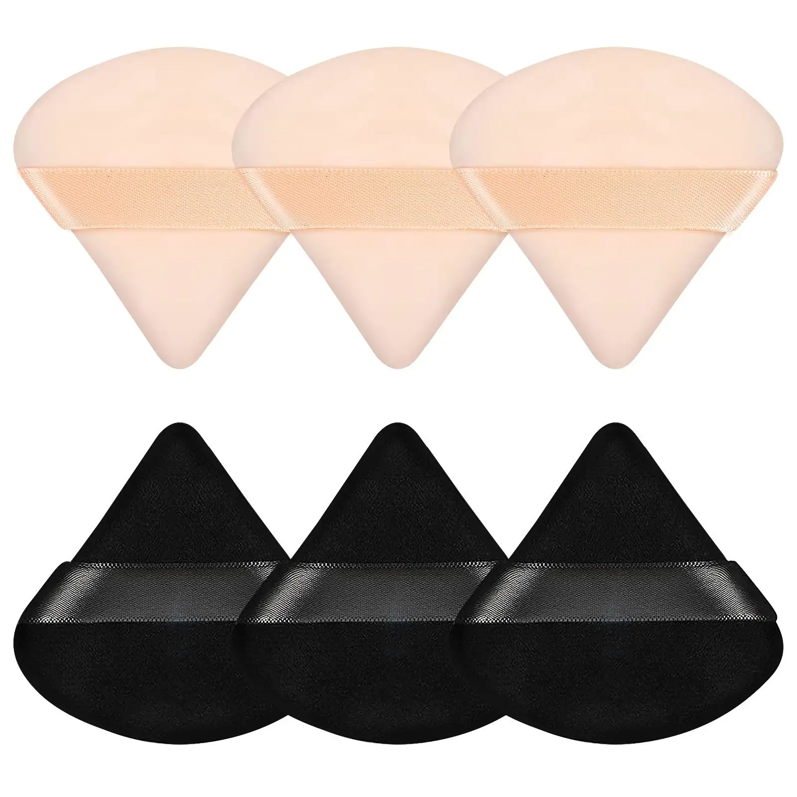 

6 Pieces Powder Puff Face Triangle Makeup Sponge Soft Velour Puffs for Loose Powder Setting Powder Blender Foundation Sponge Bea