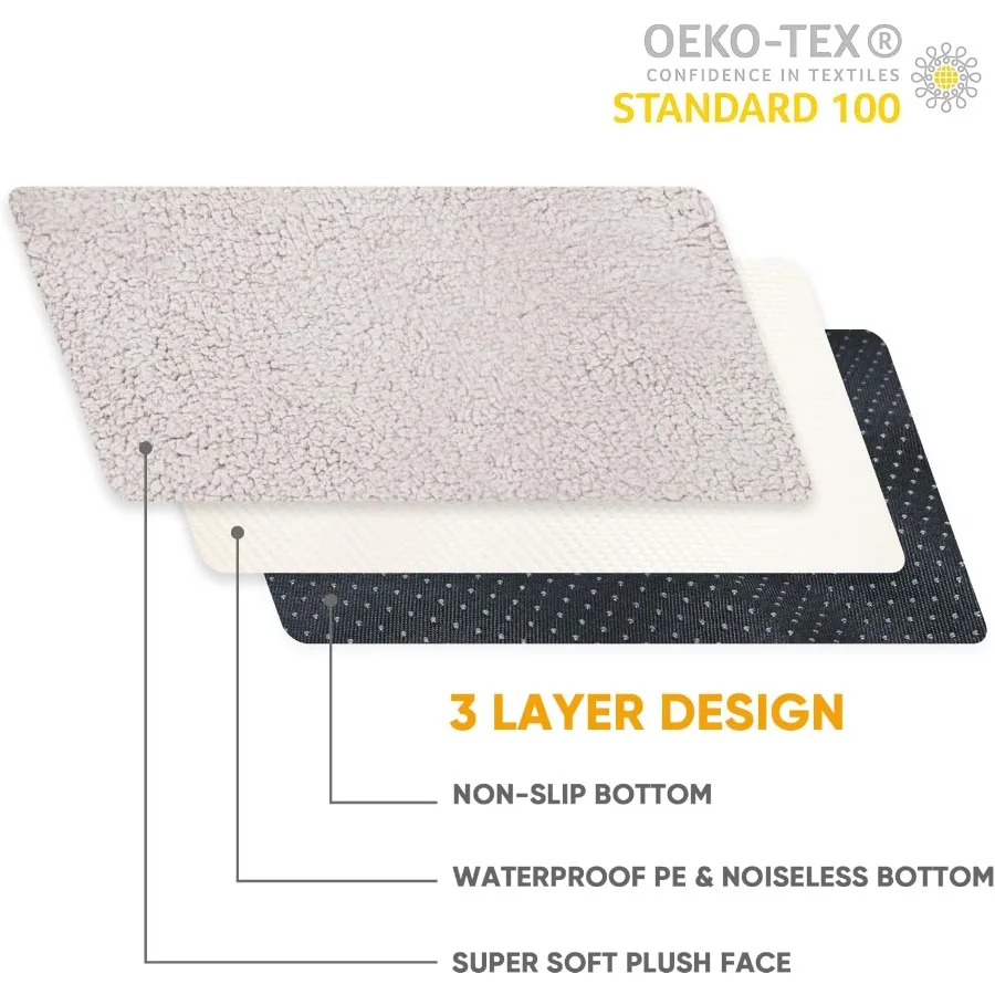 أغطية سرير كلب كبيرة قابلة للغسل، بديلة من القطيفة الناعمة المقاومة للماء، بطانة سرير للكلاب لأسرّة الحيوانات الأليفة مع سحاب 35 × 22 × 3 بوصة، غطاء رمادي