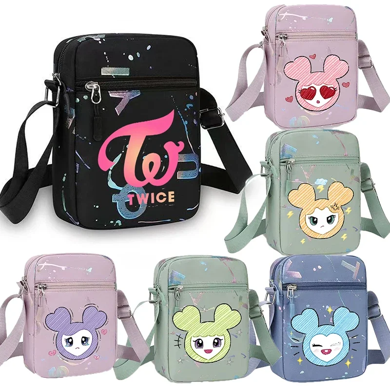 New Cartoon Shoulder Bag Kpop TWICE Crossbody Bag for Woman Man Fashion Mobile Phone Storage Pouch Female Handbag Birthday Gift
