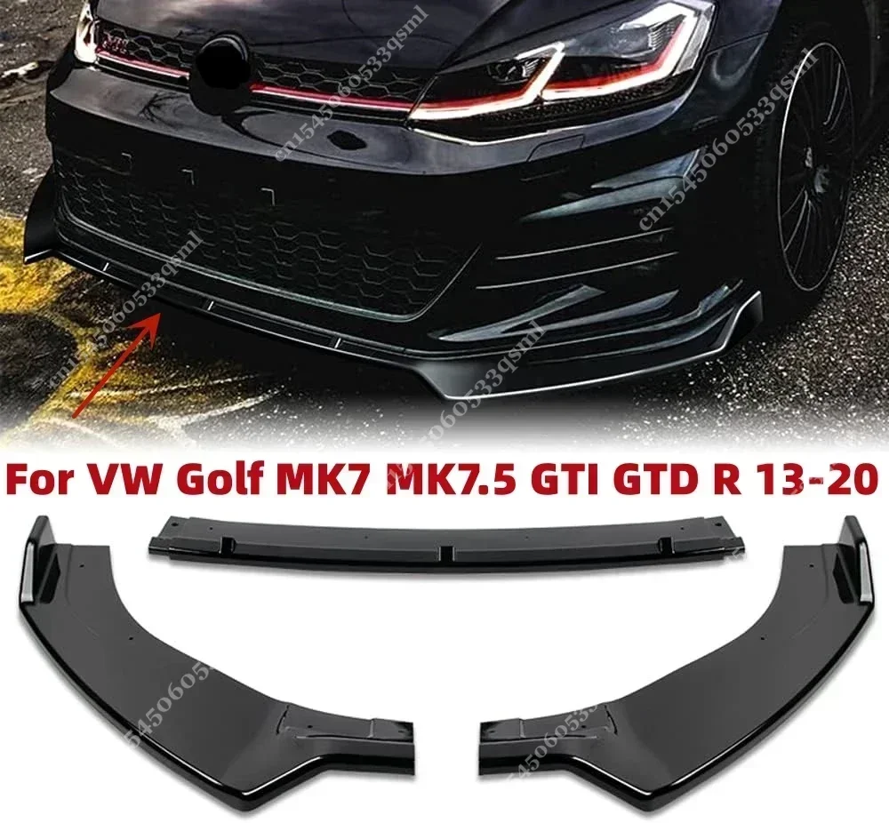 Przedni zderzak samochodowy Splitter Lip do VW Golf 7 7.5 MK7 MK7.5 GTI GTD R R-Line Wszystkie modele 2012-2020 Dyfuzor Body Kit Spoiler Guard