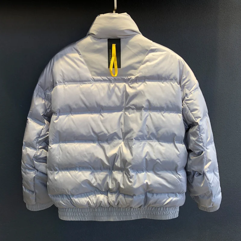 Men's new winter down jacket, fashionable stand up collar, solid color, trendy, simple, casual, high-end warm clothes