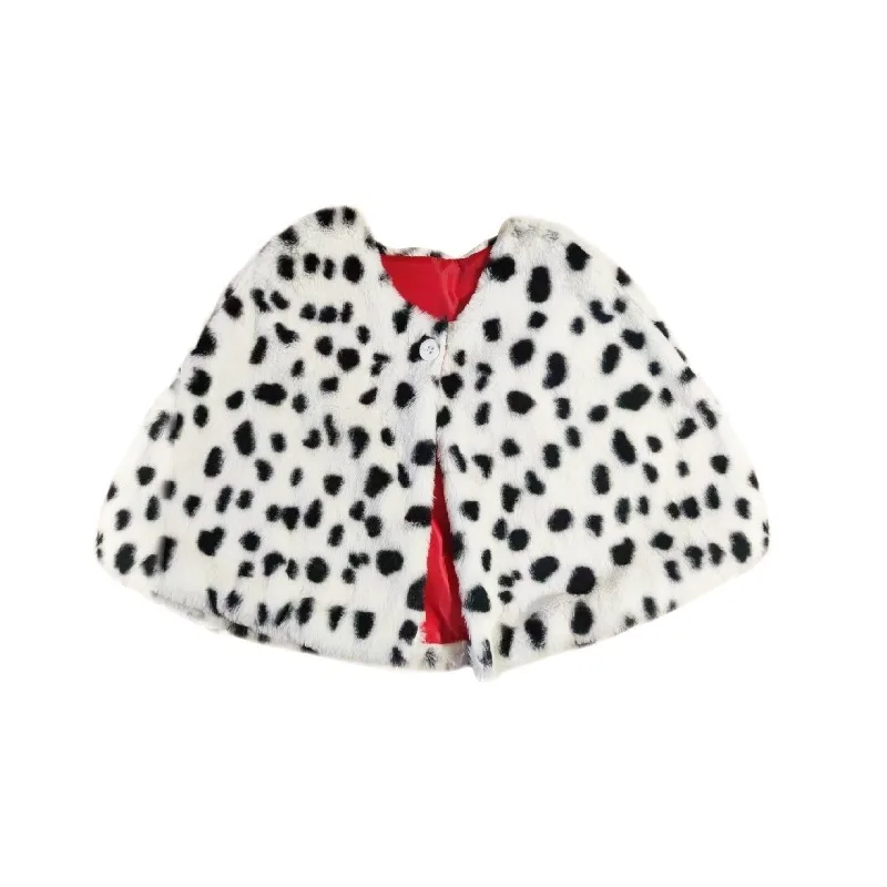 ロールプレイング 黒と白の斑点模様のマント ウィッグ 女性用ロールプレイングコスチューム 魔女ウィッグ 赤いロンググローブ DIYネックレス ジュエリーセット